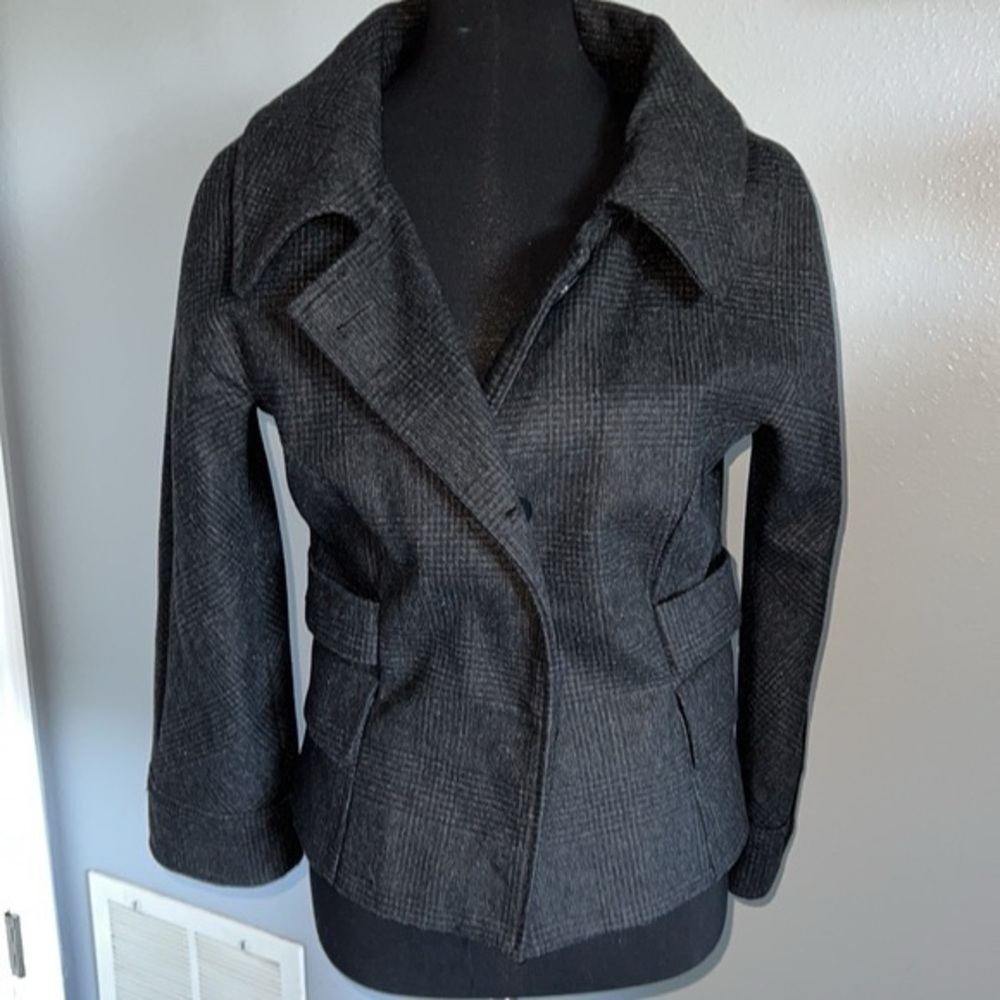 Cropped Wool Peacoat size large grey black Zara Basic - Picture 7 of 7